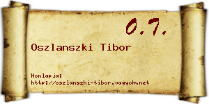Oszlanszki Tibor névjegykártya